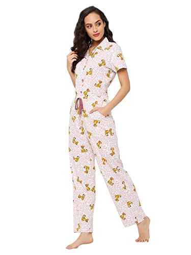 Image of Clovia Women's Cotton Pretty Florals Button Me Up Shirt & Pyjama