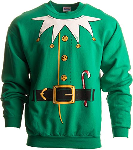 Christmas Sweater Sweatshirts | Santa Claus and Elf Holiday Crewn...