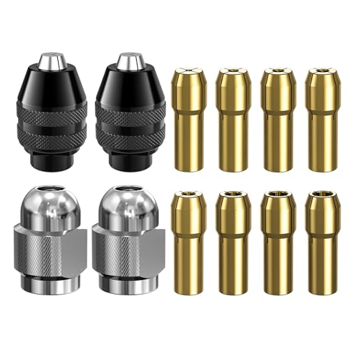 Drill Chuck Collet Set for Dremel 14PCS 1/32 to 1/8 Replacement 4486 Drill Keyless Bit Chuck Shank Rotary Tool Quick Change Adapter