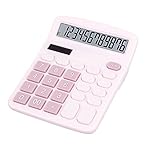 Cute Pink Desktop Calculator with Big Buttons, Dual Power Source, Solar and Battery, Large Display Screen - Perfect for Office, Teachers, and Students (Pink)
