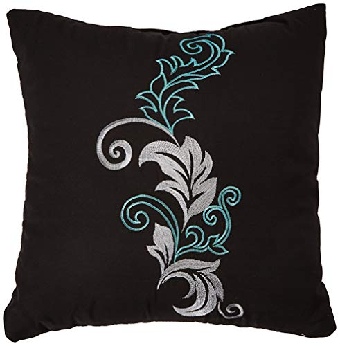Chezmoi Collection Napa 7-Piece Luxury Leaves Scroll Embroidery Bedding Comforter Set (Queen, Teal/Gray/Black)