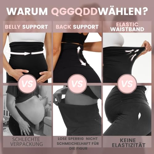 QGGQDD Kurze Umstandsleggings Damen Umstands Radlerhose Umstandshose Kurz Schwangerschaft Für Schwangere(Schwarz,Medium)