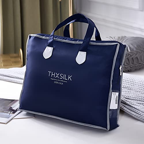 Thxsilk Silk Comforter For Summer With Cotton Shell, Silk Filled Comforter,Silk Quilt, Silk Duvet -Ultra Soft, Light Weighted-100% Top Grade Mulberry Silk, California King Size, White #TOP7