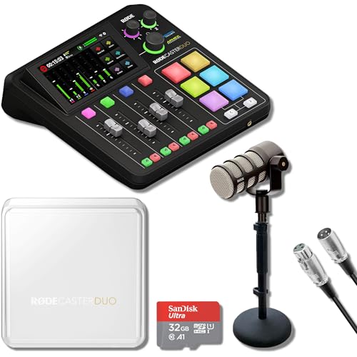 Rode RODECaster Duo Xg[~O~LT[ (ubN) Rode Podmic Dynamic Podcast}CNARODECaster DuoJo[AfXNX^hAXLRP[uA32GB microSDJ[ht