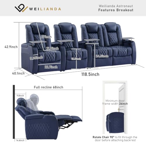 Image of Weilianda Home Theater Seating, Top Grain Leather Movie Theater Chair