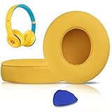 SoloWIT Earpads Cushions Replacement for Beats Solo 2 & Solo 3 Wireless On-Ear Headphones, Solo2 Solo3 Ear Pads with Soft Protein Leather, Added Thickness - Yellow