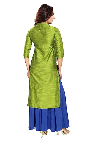 Image of DREAM & DZIRE Women's Silk Blue Straight Kurti for All Plus Size and Small Size