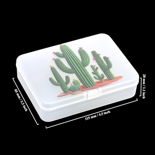 Image of Goodma 8 Pieces Cactus Image Pattern Frosted Rectangular Plastic Boxes Empty Storage Organizer Containers with Hinged Lids for Small Items and Other Craft Projects (4.5 x 3.3 x 1.1 inch)