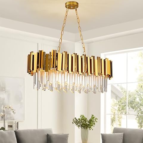TISLYCO Luxury Raindrop Chandeliers Nickel, Modern Crystal Chandelier, Rectangular Raindrop Chandelier, Contemporary Large Chandelier for Dining Room Living Room Cover