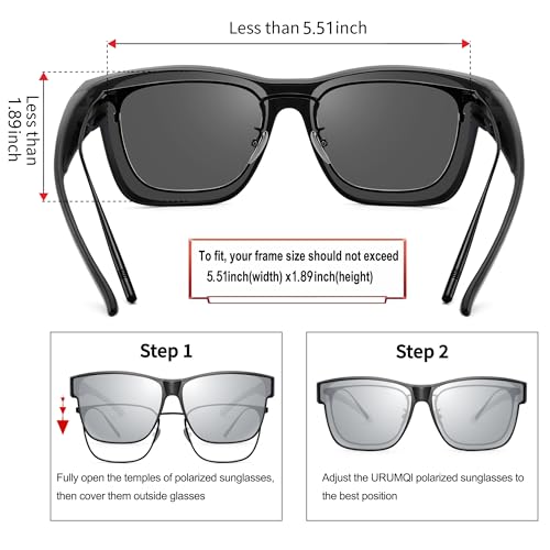 Image of URUMQI Polarized Sunglasses Fit Over Glasses for Men Women, Oversized Square Sun Glasses UV400 Protection