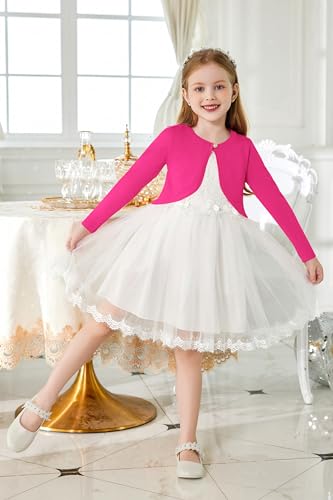 Image of Arshiner Girls Open Front Shrug Cardigan Knit Bolero with Button Closure