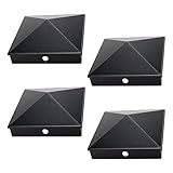 Bitray Aluminium-Pyramiden-Pfostenkappen, passend für echte 8,9 x 8,9 cm Holzpfostenkappen für Zaunpfosten (schwarz, 4 Stück)