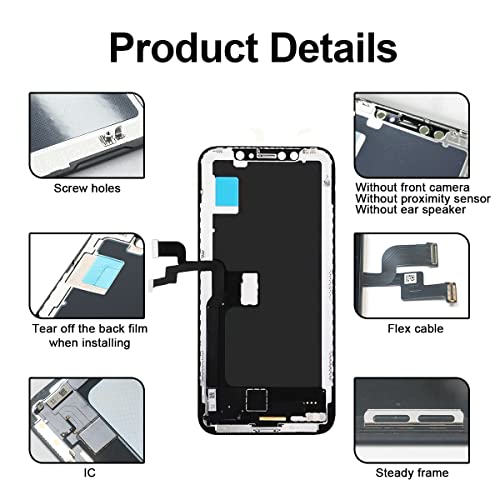 Simdog IPHONE X & BLACK & OLED For Iphone X Screen Replacement Oled 5.8 Inch,3D Touch Screen Display Digitizer Repair Kit Assembly thumb #4