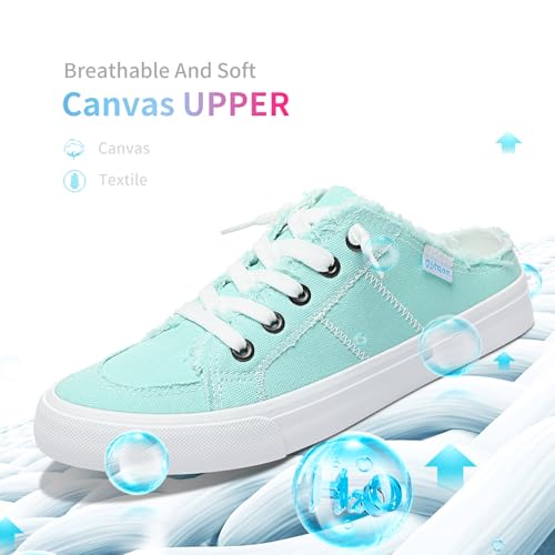 Image of Obtaom Women Canvas Mules Memory Foam Clipper Fashion Sneakers Comfortable Slip-On Mule Backless Holiday Shoes