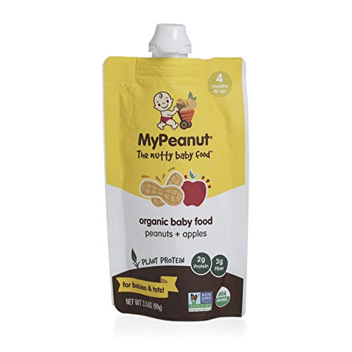 MyPeanut Organic Baby Food Pouch, with Plant Protein, Peanuts and Apple Puree, The