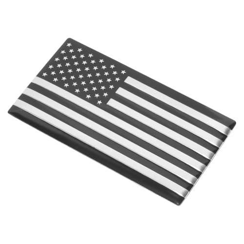 Yardwe Autocollant de Pare-Chocs Drapeau Américain en Alliage D'aluminium Argenté et Noir, Autocollant Décoratif Voiture Résistant, Adhésif Puissant pour...