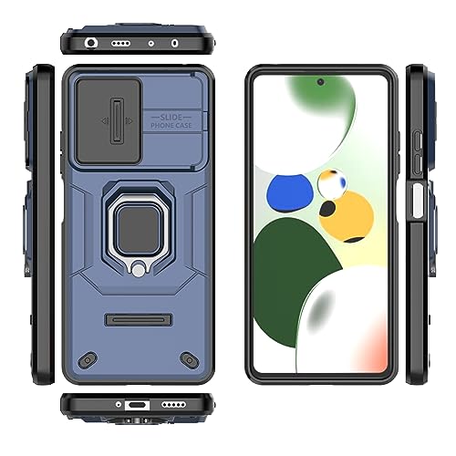Image of CamShield Pro Case with Slide Camera Protection and 360 Protection Ring Stand Bumper Back Case Cover for Poco X5 Pro 5G (Blue)