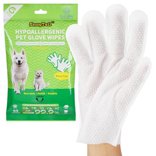 SnugTail Pet Glove Wipes for Dogs & Cats,Shedding Control, Dander Removal & Paw Cleaning,Reusable Dry Wash Mitt for Daily Use, Travel Essentials for Pets
