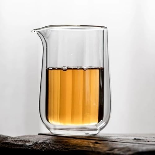 AOBOPO 耐熱ガラス茶器セット 茶海・湯冷まし付き ダブルウォールグラス (二重構造/二層構造) 真空断熱ティーグラス タンブラー・コップ・カップ・ティーカップ一式 おしゃれ可愛い二重グラス お茶専用耐熱ガラス茶器