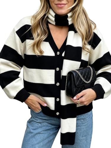 Womens Stripe Long Sleeve Cardigan Sweaters - image 1