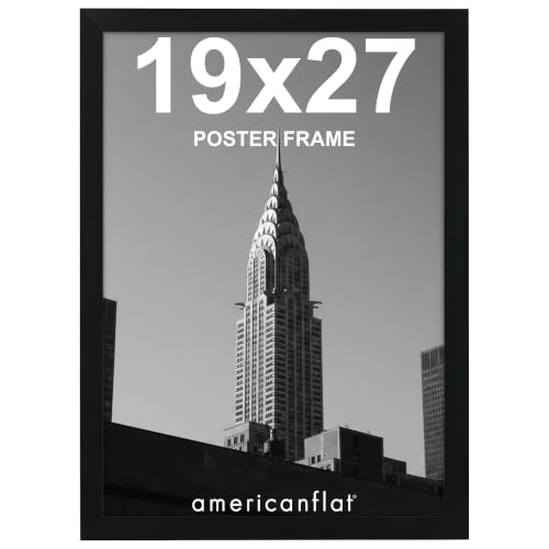 Image of Americanflat 19x27 Poster Frame - Black Engineered Wood with Polished Plexiglass - Wide Picture Frame for Vertical or Horizontal Wall Display - Epic Collection - Black