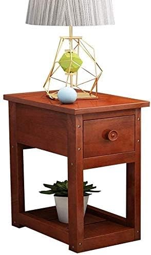 Mesita de noche simple para dormitorio, oficina, mesita de noche estrecha de madera maciza con cajones, mesa auxiliar para dormitorio/sala de estar (color: color madera) (color madera) (color madera)