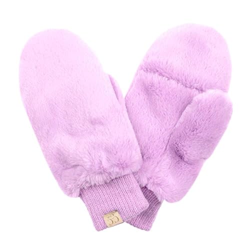 Image of C.C Kids Faux Fur Sherpa Lined Convertible Mittens