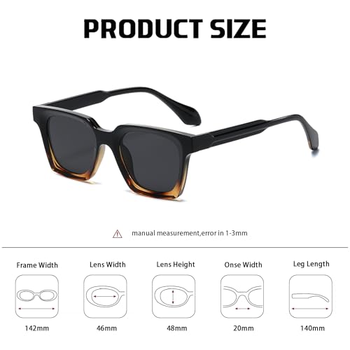 Trendy Square Sunglasses for Men Women Classic Thick Frame Vintage Sun Glasses Shades2