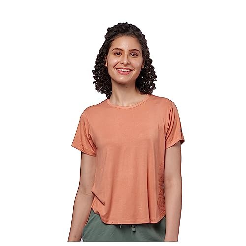 DOMIN8Womens Solid Yoga Top with high Slit Hem | Modal | Half Sleeve | Boxy Fit Top