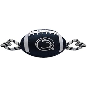 Pets First NCAA Penn State Nittany Lions Football Dog Toy, Tough Quality Nylon Materials, Strong Pull Ropes, Inner Squeaker, Collegiate Team Color