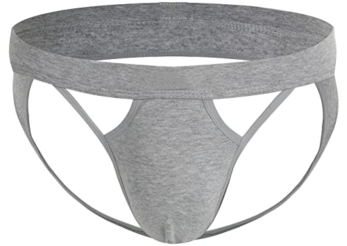 Linemoon Mens Jockstrap Sexy Underwear Athletic Supporters Hollow Cotton Jock Straps Male Grey Medium #TOP27