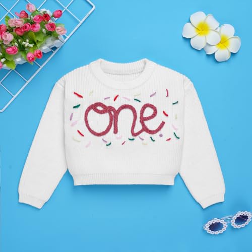 ODASDO Baby Girls Boys First Birthday Outfit One Embroidery Sweater Knitted Pullover Sweatshirt Knitwear Fall Winter Clothes2