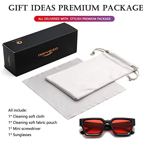 Image of AIEYEZO Square Sunglasses for Women Men Square Thick Frame Sun Glasses Simple Designer Style Shades