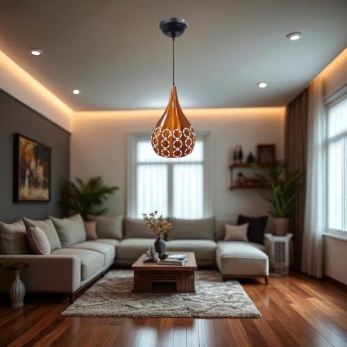 Image of GreyWings Modern OrangeDome Laser Cut Hanging Pendant Light for Ceiling, Aluminium, Drop, Antique Decor,(Bulb is not Included) Big Pack of 2