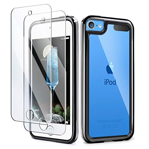 iPod Touch 7th Generation Case, IDWELL Touch 6 Touch 5 Case with 2 Screen Protectors, Clear Slim Soft TPU Black Bumper Case for Apple iPod Touch 7G 2019 Released/6G 2015 Released/5G(HD Clear-Black)