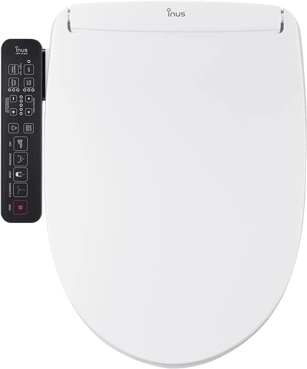 Inus N32 Electric Heated Bidet Toilet Seat Elongated, Warm Water, Smart Heated Water Luxury Bidet Toilet Seat with Night Light, Air Dryer, Self Cleaning, Tankless, Smart Touch Panel & Temp Control Inus N32 Electric Heated Bidet Toilet Seat Elongated, Warm Water, Smart Heated Water Luxury Bidet Toilet Seat with Night Light, Air Dryer, Self Cleaning, Tankless, Smart Touch Panel & Temp Control