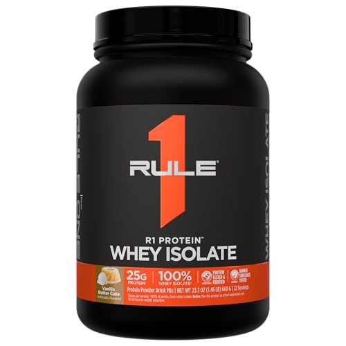Image of Rule 1 Proteins R1 Protein Whey Isolate, Vanilla Butter Cake, 22 Servings | 25g of Protein from Whey Isolates and Hydrolysate isolates for Workout Recovery and anytime use