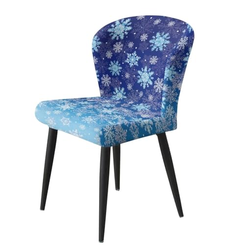 Image of Bar Stool Covers with Backs Set of 2 Christmas Blue Snowflakes Waterproof Swivel Bar Stool Covers Slipcovers with Elastic Band Non-Slip Cushion Slipcover for Counter