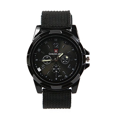 LsvtrUS Men's Sport Style Military Army Pilot Fabric Strap Watch Black
