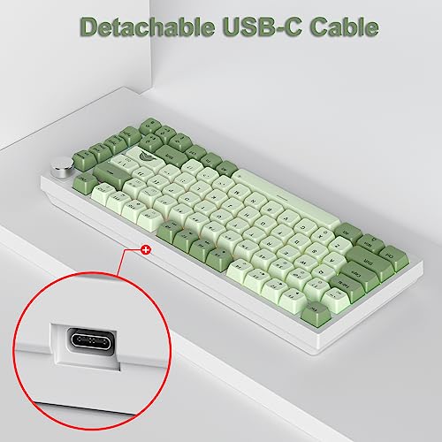Image of Fogruaden 75% Mechanical Gaming Keyboard - 75 Percent Matcha, Hot Swappable Gasket Mount, Red Switch, RGB Backlit 82 Keys TKL Mechanical Keyboard with Knob
