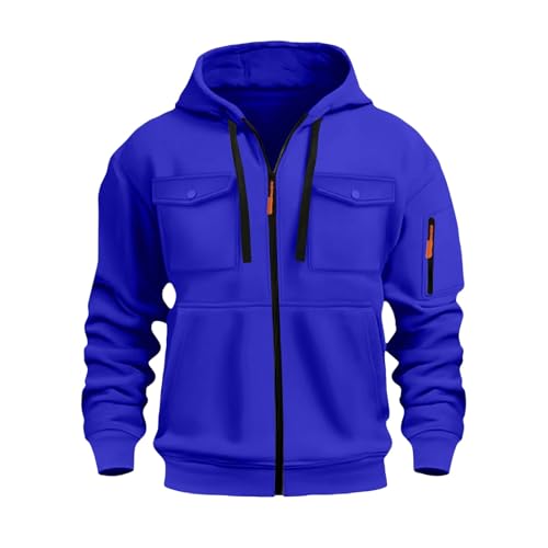 Ymosrh Men's Hoodies, Athletic Workout Long Sleeve Cargo Tactical Pullover Hooded Sweatshirts with Pockets, M-3XL