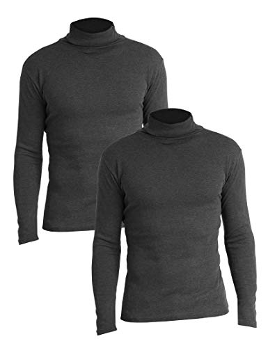 Lower East Herren LE209 Rollkragenpullover, Anthrazit Melange (2er Pack), S