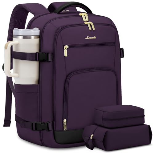 Image of LOVEVOOK Carry On Travel Backpack For Women Flight Approved, 40L Large Personal Item Backpack Travel Bag for Airplanes, Business 17 Inch Laptop Backpack, Weekender Overnight Daypack, With 2 Cubes