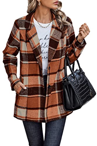 PRETTYGARDEN Women Plaid Shacket Jacket Trendy Fall Casual Button Wool