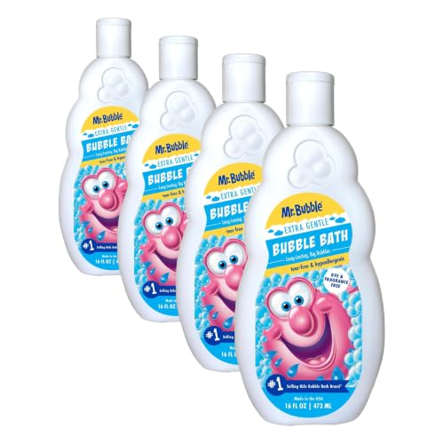Image of Mr. Bubble Extra Gentle Bubble Bath - Hypoallergenic, Tear Free Bubble Bath Solution Perfect for Sensitive Skin (Pack of 8 Bottles, 16 fl oz Each)