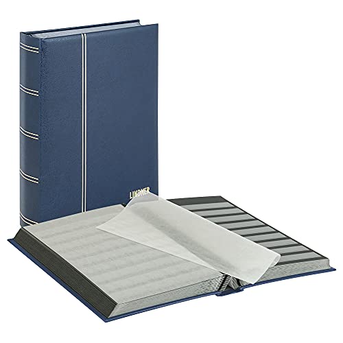 Classeur timbres 64 pages noires protège contre humidité pliures bleu