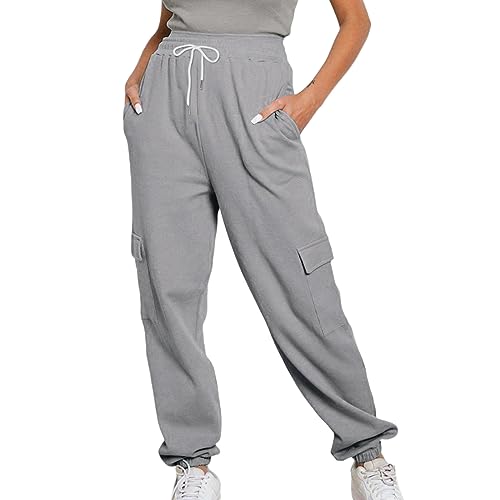 Sweatpants Womens Cargo Pants Lightweight Joggers Cinch Bottom Athletic Workout Outdoor Trousers Fashion Clothes Gray