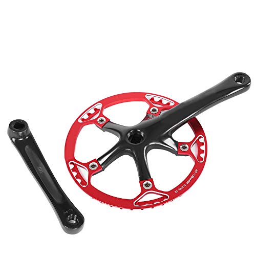Alomejor Fahrrad Kurbelgarnitur 45T 47T Singlespeed Crankset 170mm Kettenblatt Kettensatz 2 Farben für Fahrrad Radfahren(45T-Schwatz+Rot)