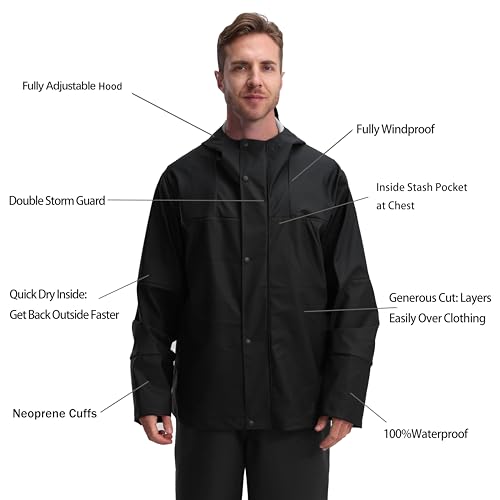 Men's PRO Workwear 3-Piece Waterproof Rain Jacket & Bib Pants Set - Heavy Duty PU Eco-Friendly 2-Tone Functional Design3