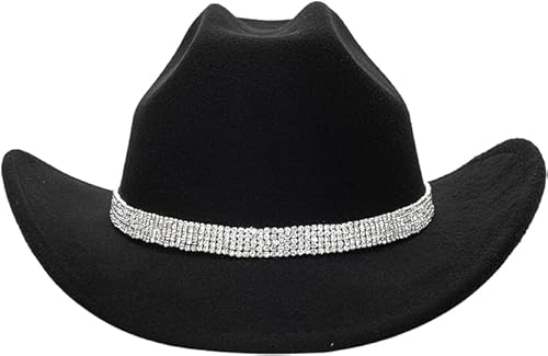Inogih Women Fringe-Rhinestone Western-Cowgirl-Hat Tassel-Decor Cowboy-Fedora-Hat For Party Music Festival thumb #6